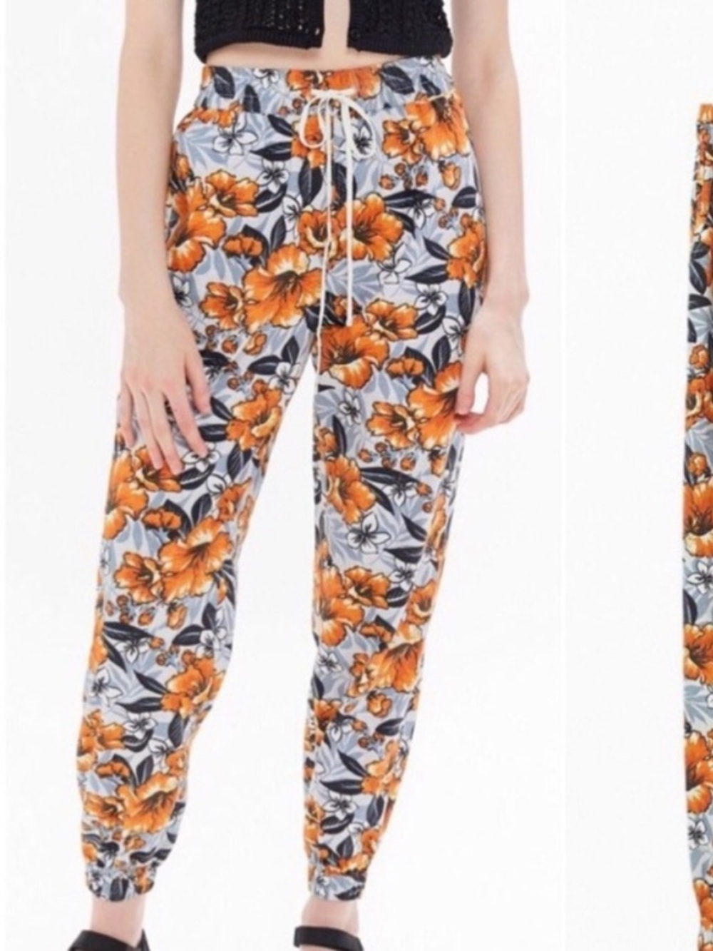 Urban outfitters floral Hawaiian floral print pull on bohemian joggers sz small